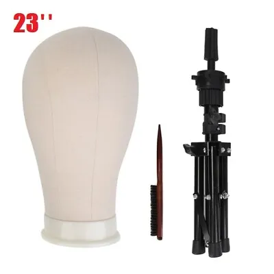 23'' Canvas Block Head For Wig Making Display Mannequin Doll&Tripod&Wig Brush UK • £26.99