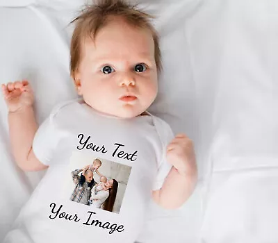 Personalised Custom Baby Vest Image Upload Babygrow Bodysuit Reveal Announcement • £9.99