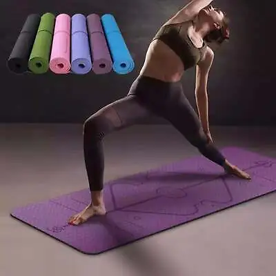 Yoga Mat With Position Alignment Lines Eco-Friendly TPE Non-slip Textured Surfac • $34.95