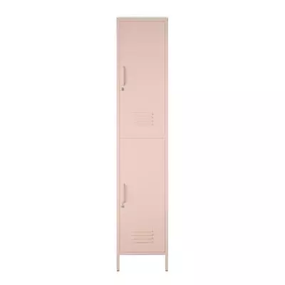 RealRooms Shadwick 2 Door Single Metal Locker Style Storage Cabinet Pale Pink • $234.99