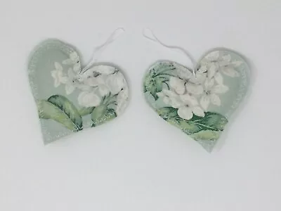 Pair Heart Door Hangers Laura Ashley Heligan Eau De Nil  Hydrangea-Handmade Gift • £9.99