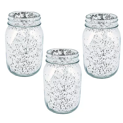Silver Mercury Mason Jars All Seasons Home Decor Decorative Accessories 12 • $67.99