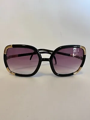 Most Iconic Ted Lapidus Sunglasses Vintage Paris 70s Black Gold Good Lens Rare • $149