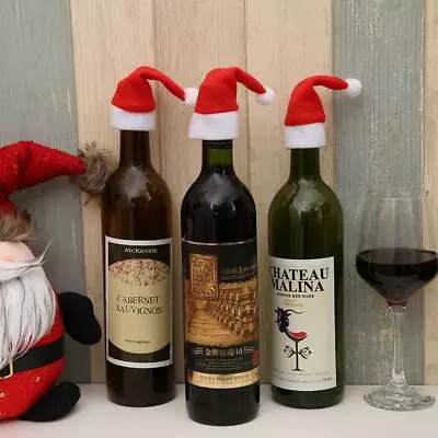 Christmas Hat Wine Bottle Topper Cute Mini Red White Santa Decoration Gift Idea • £1.95