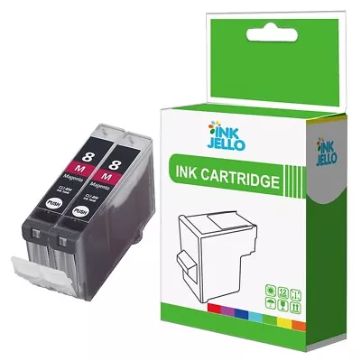 2 Magenta Ink Cartridge For Canon IP4200 IP4300 IP4500 IP5200 IP5300 CLI-8M • £6.57