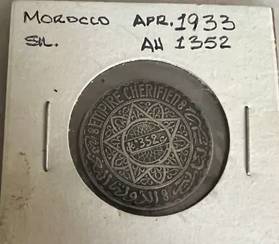 1933 Morocco 5 Francs Silver Coin Ah1352 • $4.99