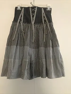 Marithe Francois Girbaud Gray Skirt 100% Cotton Sz I 38 US 25 Made In Italy -NEW • $395