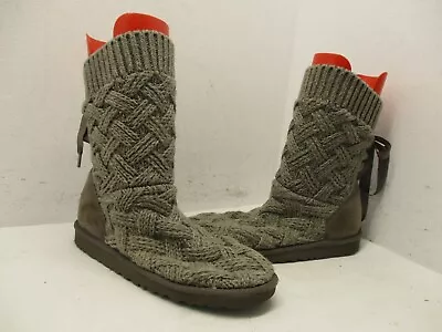 UGG Australia Cardy Gray Knit Sock Pull On Comfort Boots Youth Sz 6 Sty 1015342K • $29.95