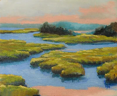 New Hampshire Coast Awcomin Salt Marsh Rye Oil Painting Plein Air Signed • $195