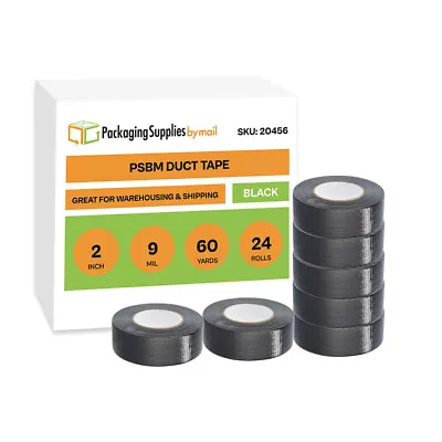 24 Rolls 2  X 60 Yards 9 Mil Black Utility Grade Duct Tape Adhesive Tapes • $87.37