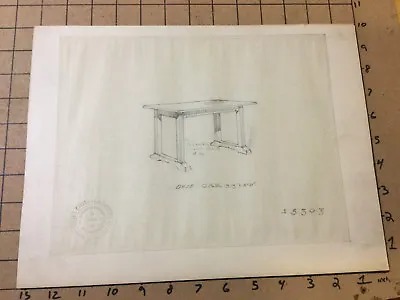 Vintage Original -- DRAWING-- Irving & Casson A H DAVENPORT: OAK DESK • $169.43