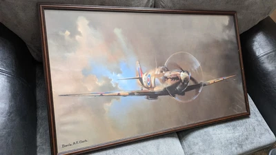 £75 • Buy Supermarine Spitfire Framed Picture Print  By Barrie A.F. Clark 84cm X 49cm