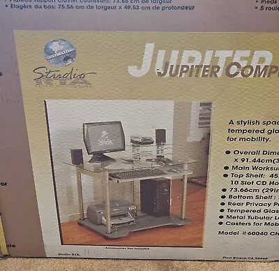 Jupiter Mobile Computer Cart Desk Glass Pull Out Keyboard Tray • $45