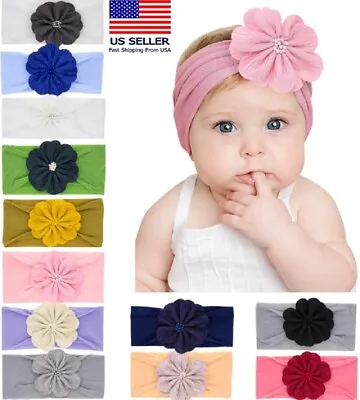 $15.99 • Buy 12 Pcs Kids Girl Baby Headband Toddler Lace Bow Flower Hair Band Accessories US