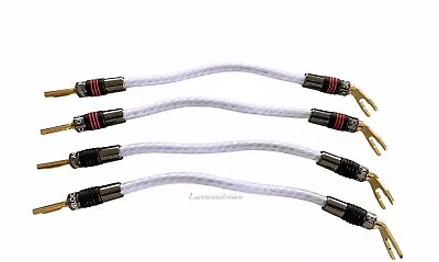 QED GENESIS Silver Spiral 4x Speaker Jumper Cable Terminated Qed Airloc Plugs • $126.82