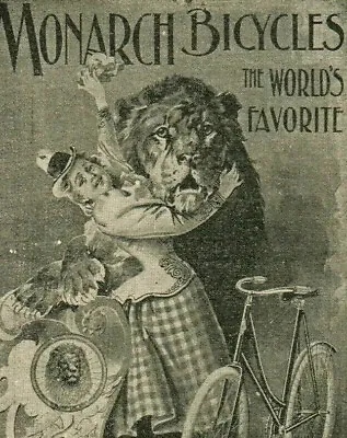 Original Bicycle Antique Ad Monarch Cycle Crescent Bicycle Lion Circus Carnival • $11.97