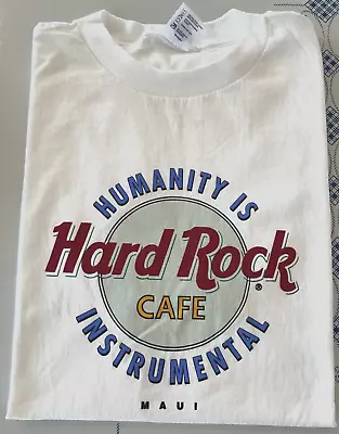 Hard Rock Café MAUI Adult White T-Shirt XL  Humanity Is Instrumental 100% Cotton • $24.99