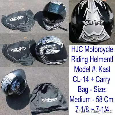 HJC Motorcycle Riding Kast CL-14 Full Face Helmet W/face Cover &Carry Bag Size:M • $42.75