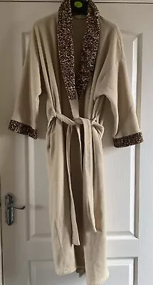Beige/Animal Edged Dressing Gown By Marks & Spencers. S8-10 • £2