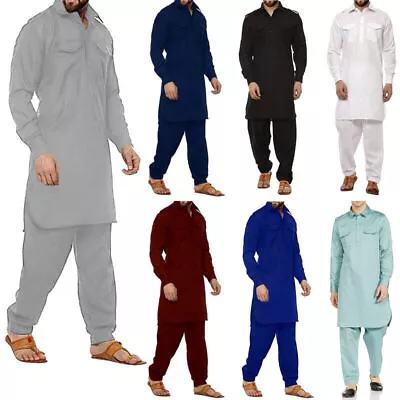 Indo Western Pathani Suit Kurta Pajama Ethnic Festive Fashion Party Wear For Men • £25.98