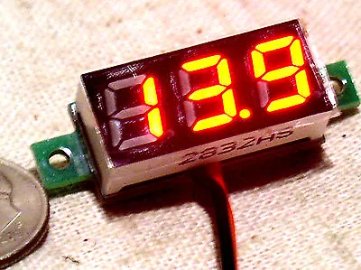 Mini Small 3 Digit Red Led 2 Wire Autorange Digital Panel Voltmeter 3-30v Usa • $8.49