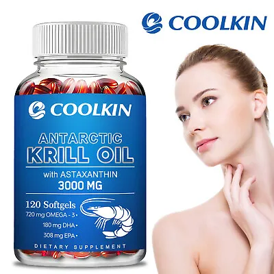 Antarctic Krill Oil 3000mg -with Omega-3 EPA DHA Astaxanthin And Phospholipids • $16.74