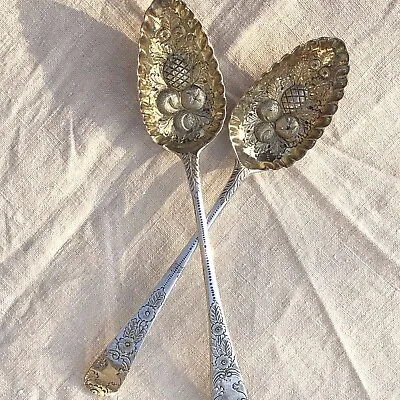 £195 • Buy Matched Pair Of Georgian George III Silver Berry Spoons 1796 William Eley