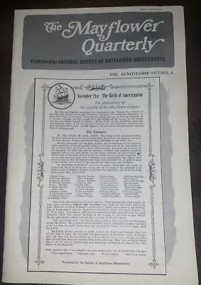 General Society Of Mayflower / Mayflower Quarterly Vol 43 No 4 November 1977 • $9.99