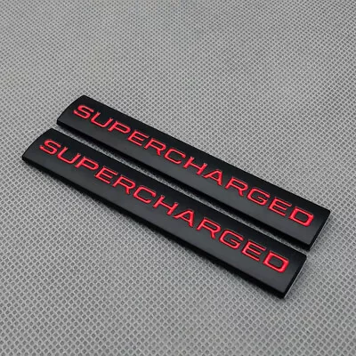 2Pcs Matte Black Fender SUPERCHARGED Logo Emblem Rear Trunk Sport Badge Sticker • $9.99