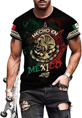 Personalized Name Mexico Tshirt Customized Name Shirts Mexican US Flag Mexican • $21.98