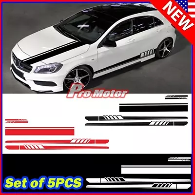 5pcs Set Plaid Racing Sport Side Fender Skirt Stripe Vinyl Decal Sticker Sedan P • $15.50