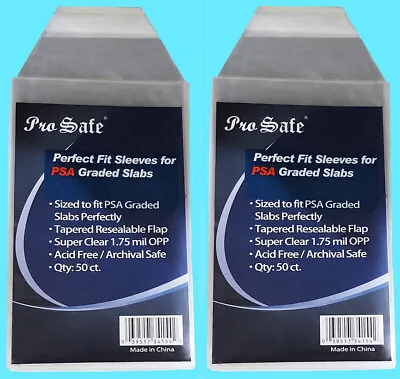 100 PRO SAFE PERFECT FIT SLEEVES For PSA GRADED SLABS Resealable MYLAR Soft Bag • $8.79