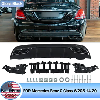 For 2015-19 Mercedes-Benz C Class W205 Rear Diffuser Muffler Tips Sport Package • $255.54