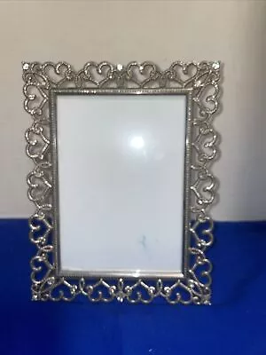 Vintage -Malden 5  X 7  Metal Looped Hearts Picture Frame - Estate Find • $11.99