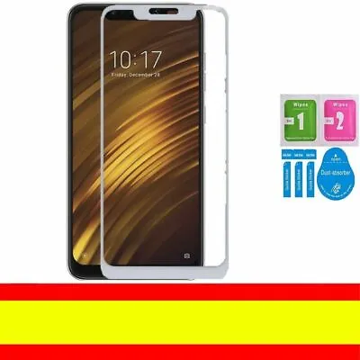 $6.67 • Buy White Full Tempered Glass Screen Protector For Xiaomi Pocophone F1 Kit