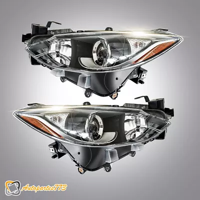 Halogen Headlights For 2014 2015 2016 Mazda 3 Hatchback Headlamp Pair W/ Bulbs • $198.90