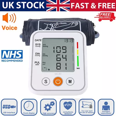 Automatic Digital Blood Pressure Montior BP Cuff Upper Arm Voice Machine NHS UK • £10.95