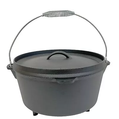 Seasoned 9 Quart Cast Iron Dutch Oven Lip Lid 3 Legs • $86.65