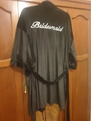 Bridesmaid Black Velvet Look Dressing Gown Robe • £5