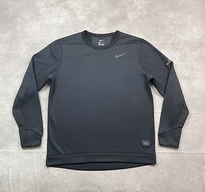 Nike Golf Sweater Men's M Black Pullover Crew Neck Essentials Logo Sweatshirt • $21.94