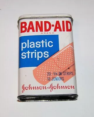 Vintage Johnson & Johnson BAND-AID Plastic Strips Metal Tin Collectible • $11.95