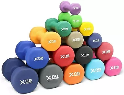 XN8 Neoprene Dumbbells Weights Iron Hand Pair Aerobic Workout Fitness Home Gym • £10.49