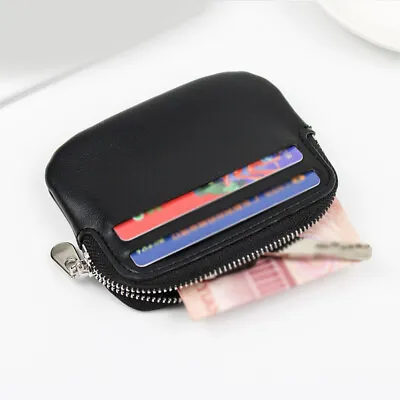 Mens Leather Zipper Slim Small Wallet Credit Card Holder Women Change Purse  • $4.35