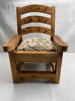 Vintage Handmade Floral Chair Pin Cushion Thread Stool Holder Sewing Chair 12” • $18.99