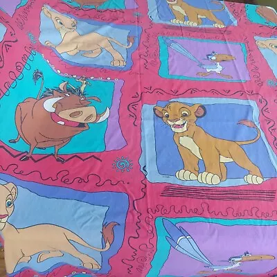 Vintage Disney Lion King Twin Flat Sheet Pink Vibrant Color Fabric 66 X 92  • $12.74