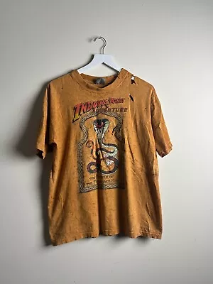 🇺🇸 Vintage 90s Indiana Jones Adventure Movie Disney T-Shirt Size M Distressed • $75