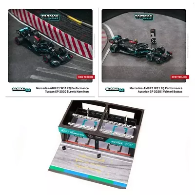 Tarmac Work 1:64 2020 F1 MB W11 Tuscan #44/#77 Diecast Model Car Pit Garage  • $19.99