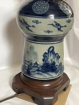 Antique Vintage Chinese Celadon Hand-Painted Porcelain Table Lamp Working • $110