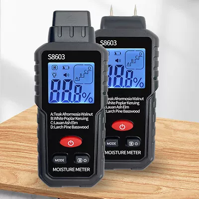 Digital Wood Humidity Moisture Meter Board Book Hygrometer Timber Damp Detector • £10.99