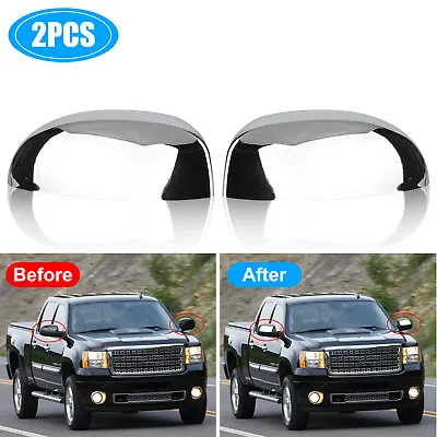 For 2007-2014 Chevy Silverado / GMC Sierra Chrome Top Mirror Covers Replacement • $23.98